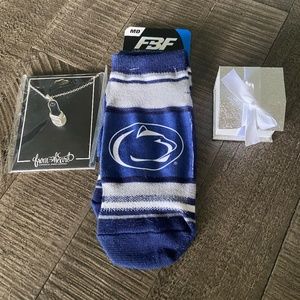 Penn State themed Ring, Necklace and cute socks